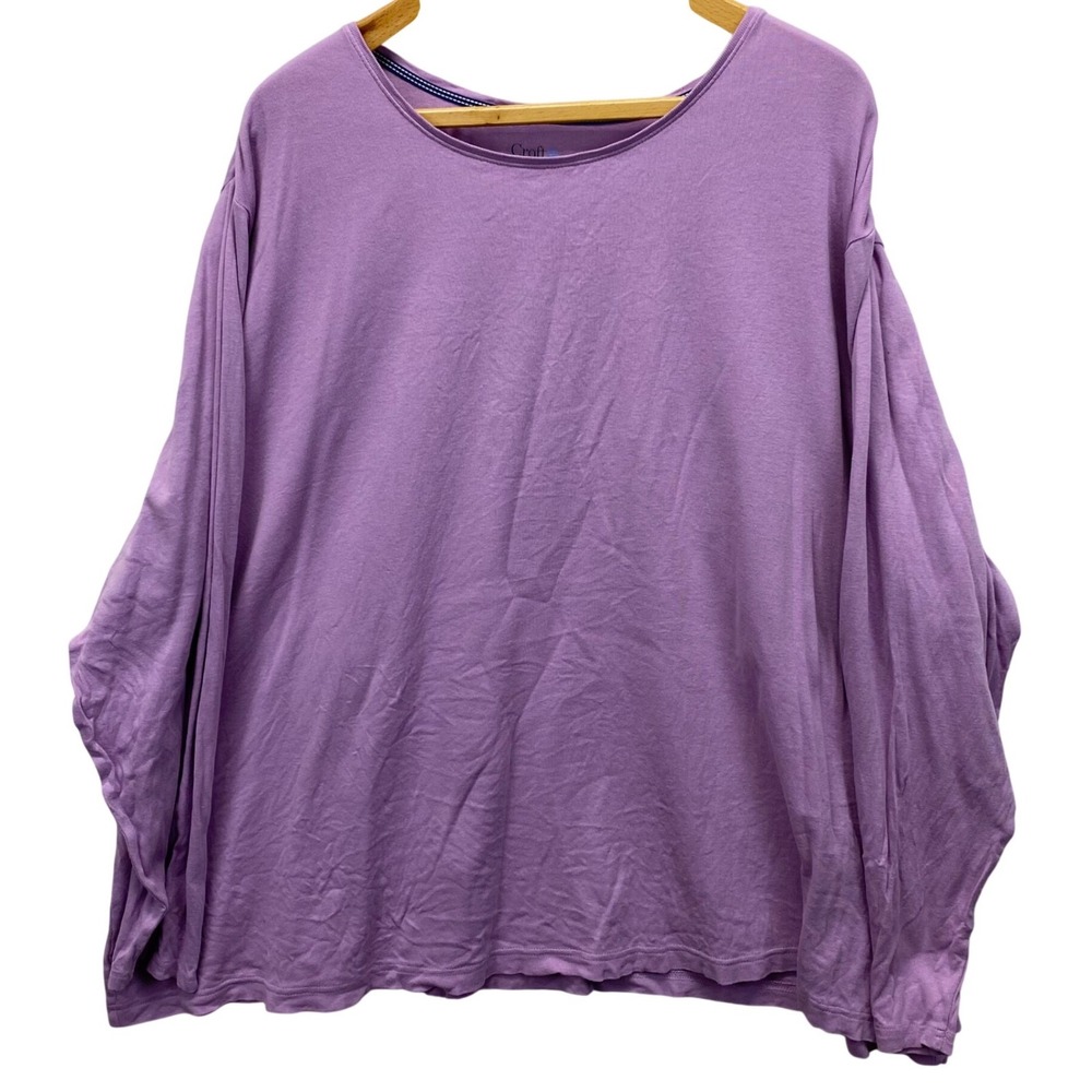 Croft & Barrow The Classic‎ Tee Women 4X Purple Long Sleeve 100% Cotton Shirt